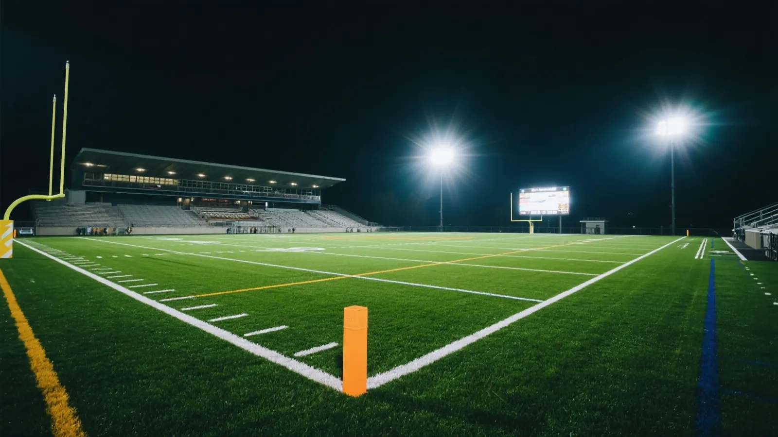 体育场灯光与绿茵草地